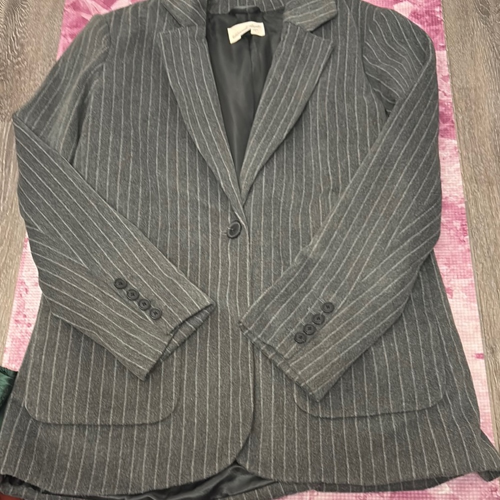 Universal Thread Gray Blazer with Pinstripe Pattern and Notched Lapel